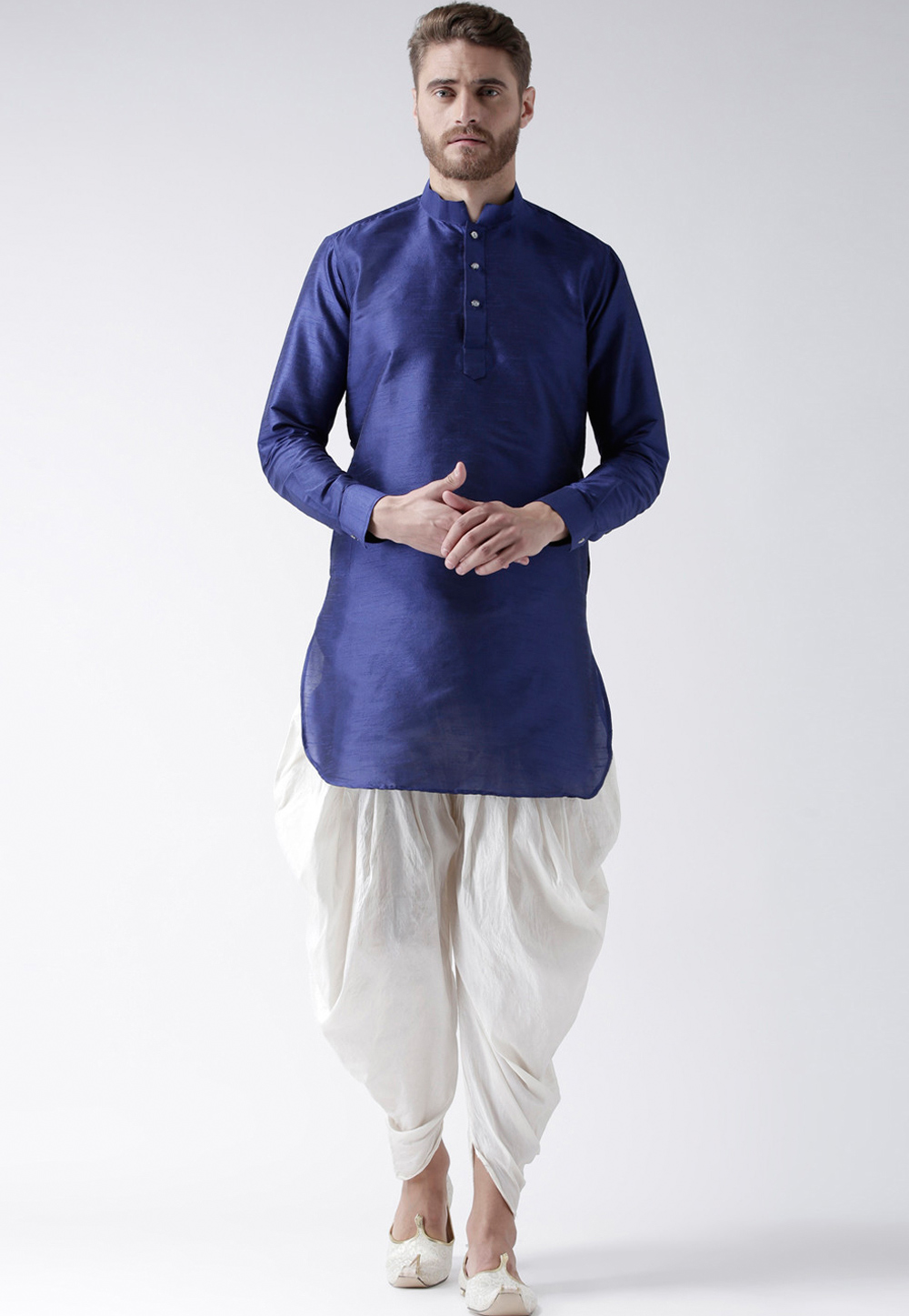 Blue Dupion Silk Readymade Dhoti Kurta 201564