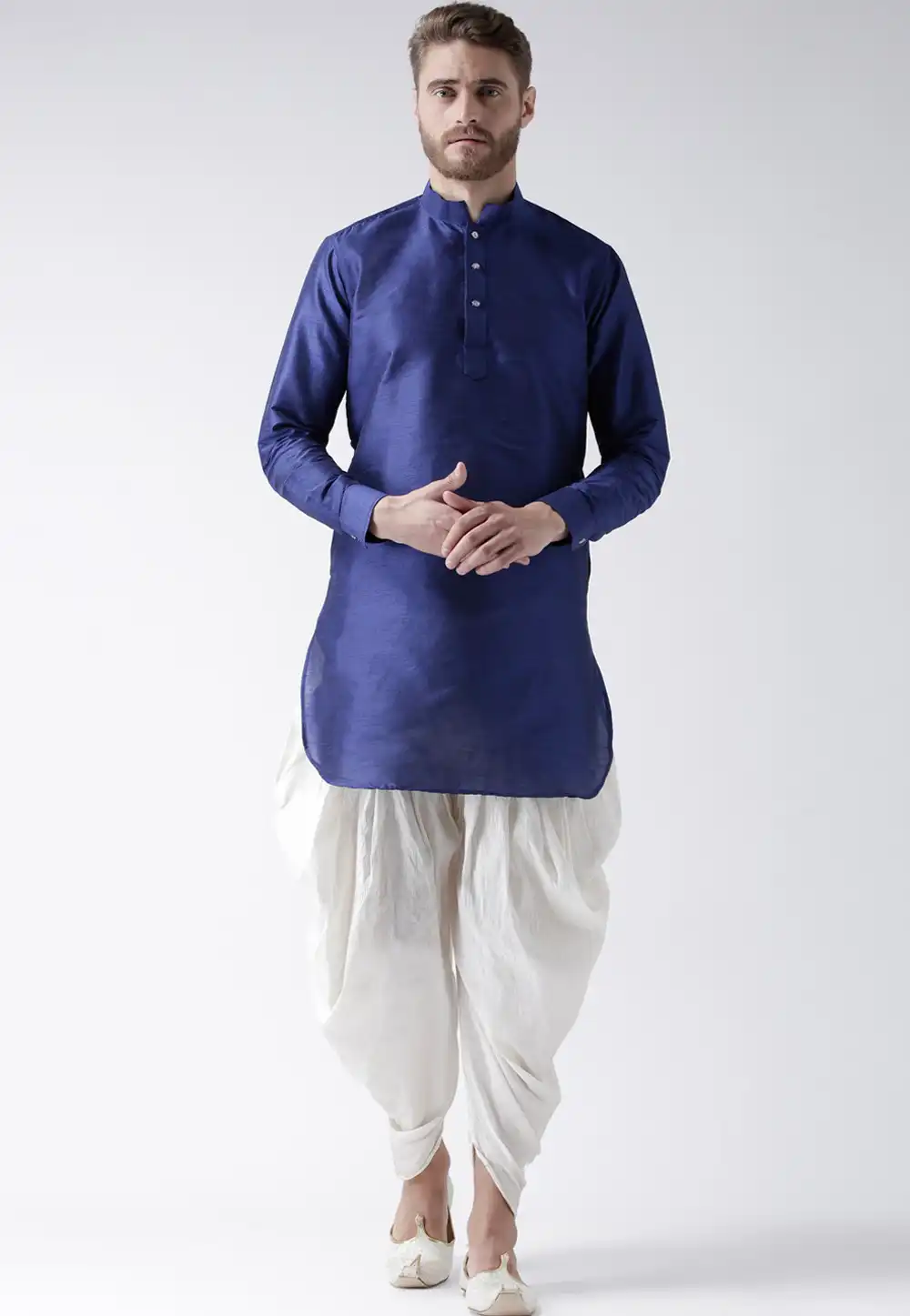 Blue Dupion Silk Readymade Dhoti Kurta 201564
