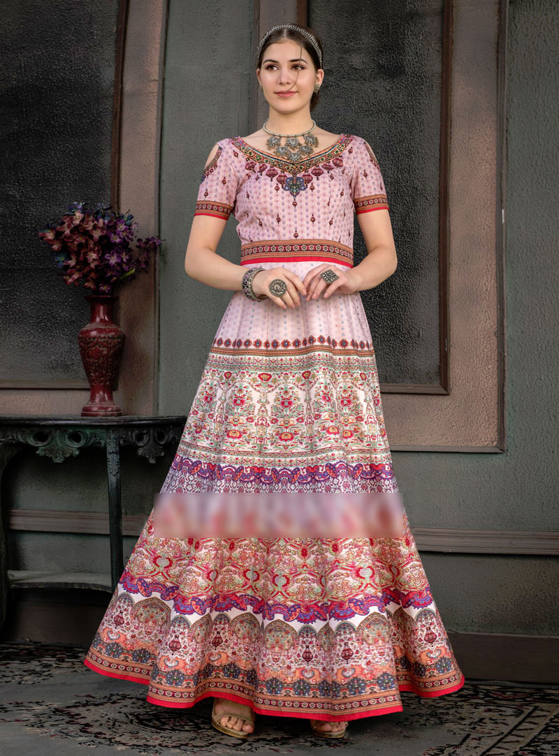 Light Pink Silk Long Gown 147024