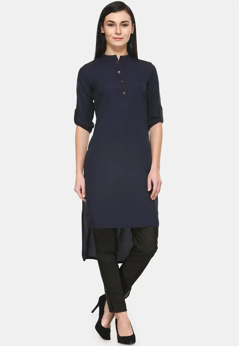 Navy Blue Rayon Kurta Set With Pant 264575