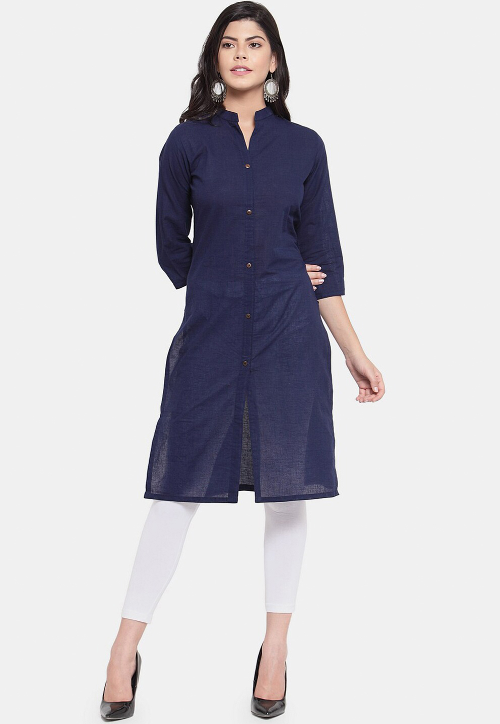 Navy Blue Rayon Kurta Set With Legging 264577