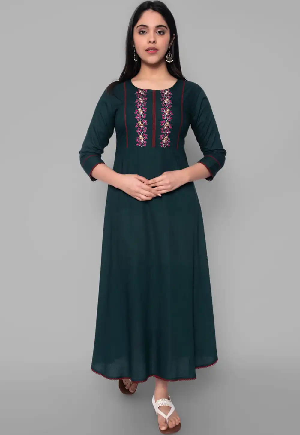 Green Rayon Kurta Set With Legging 264578