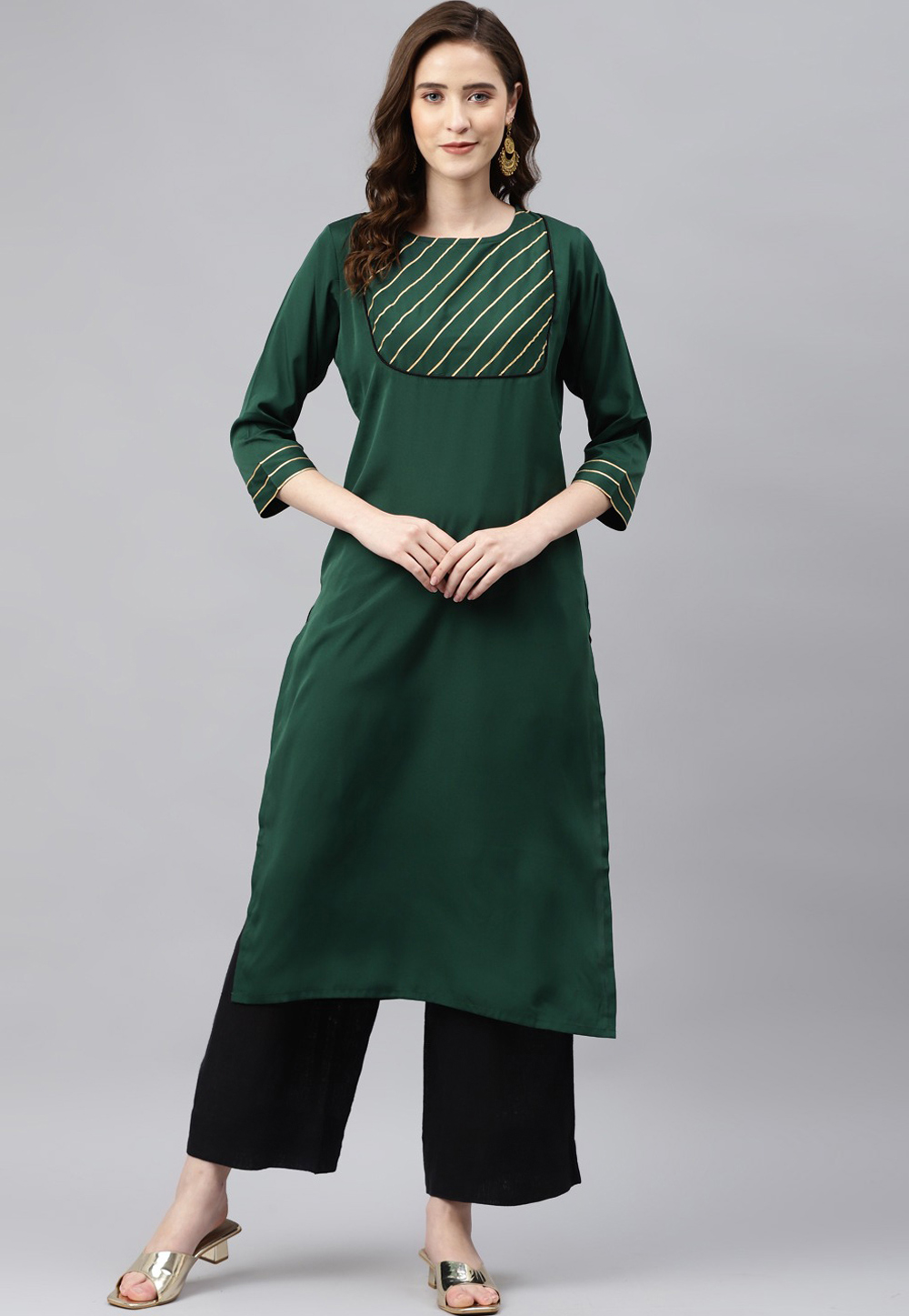 Green Rayon Kurta Set With Palazzo 264585