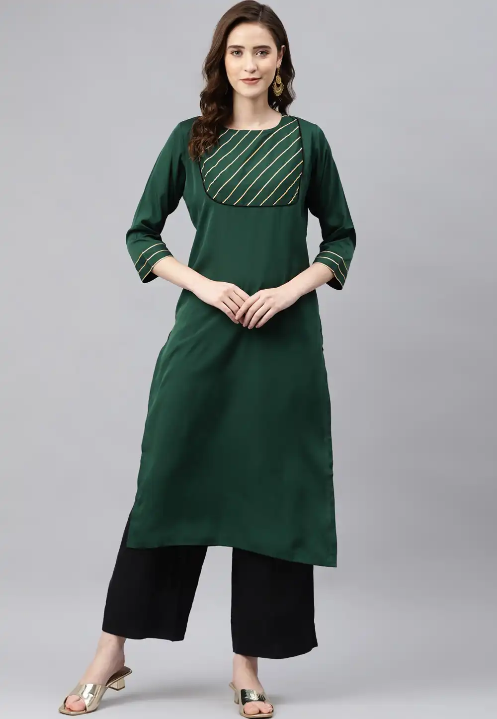 Green Rayon Kurta Set With Palazzo 264585
