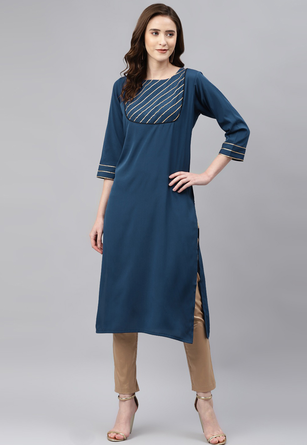 Teal Rayon Kurta Set With Pant 264586