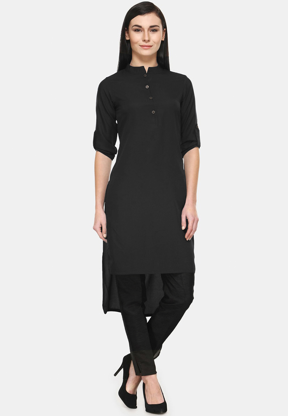 Black Rayon Kurti 266473