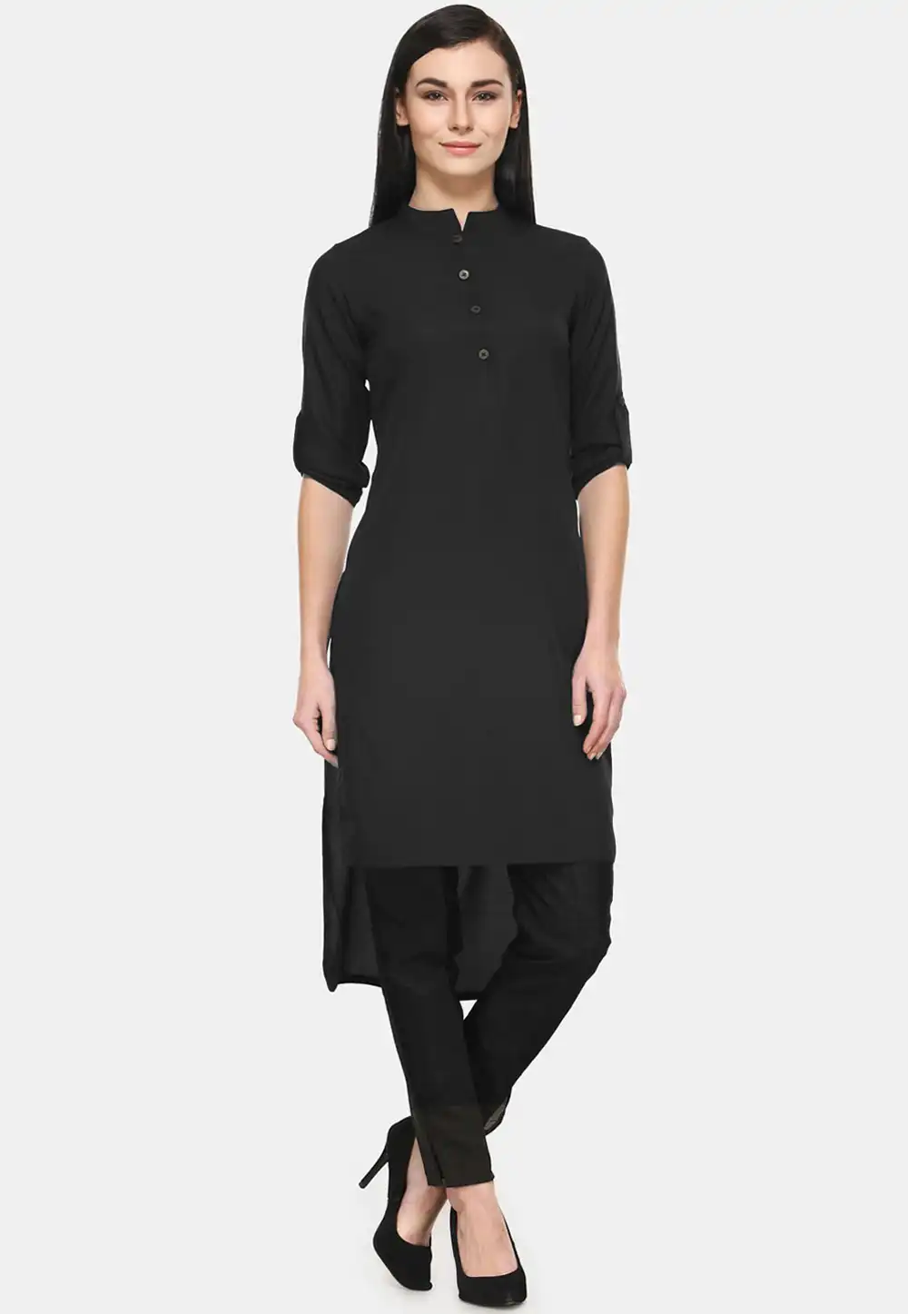 Black Rayon Kurti 266473