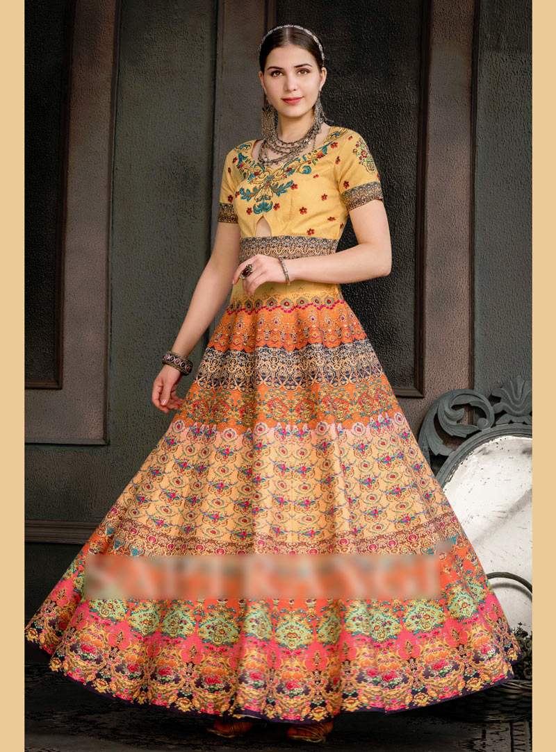 Orange Silk Long Gown 147036