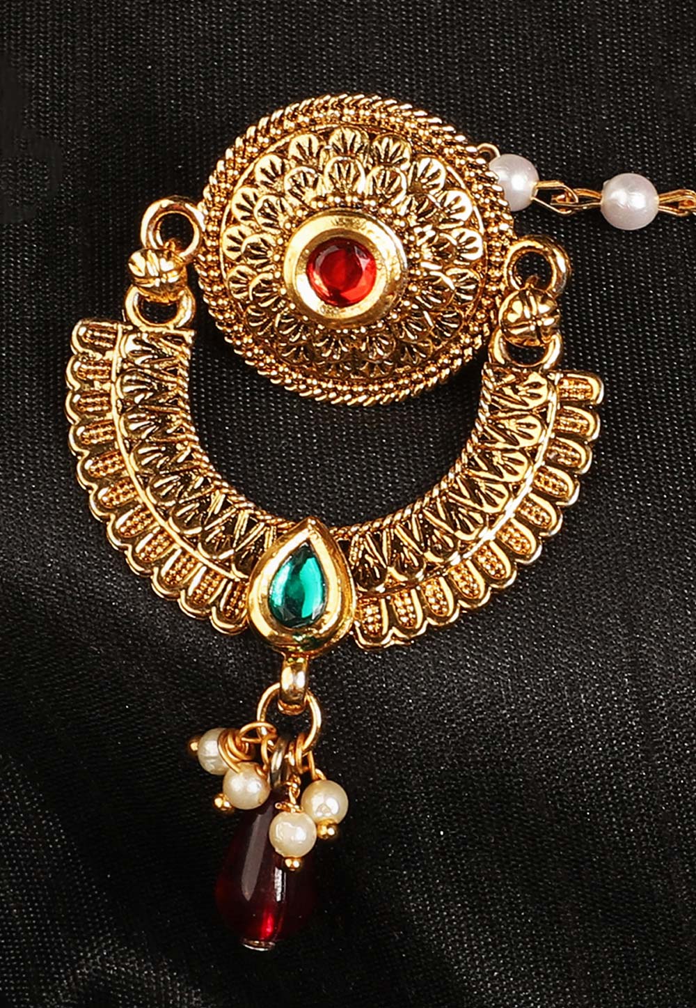 Maroon Brass Maang Tikka 228707