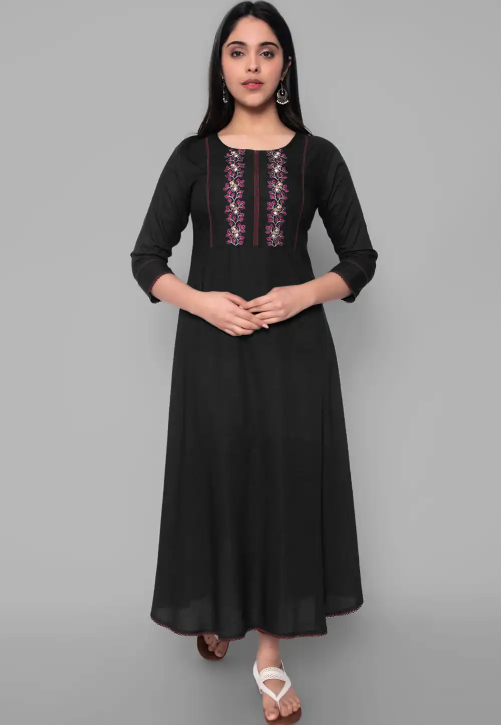 Black Rayon Long Kurti 266481