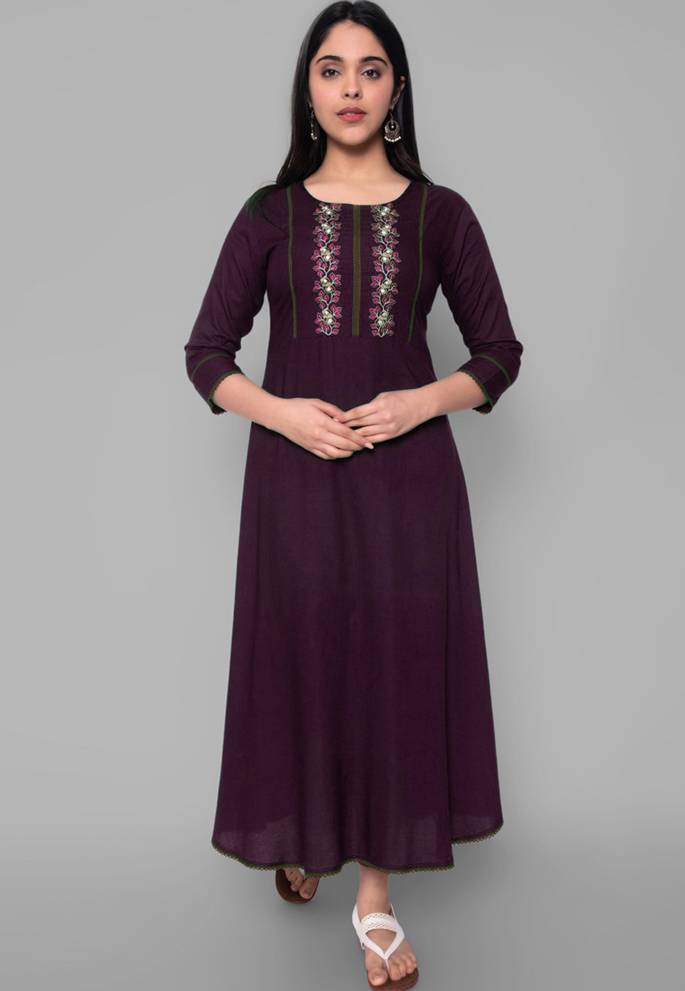 Purple Rayon Long Kurti 266483