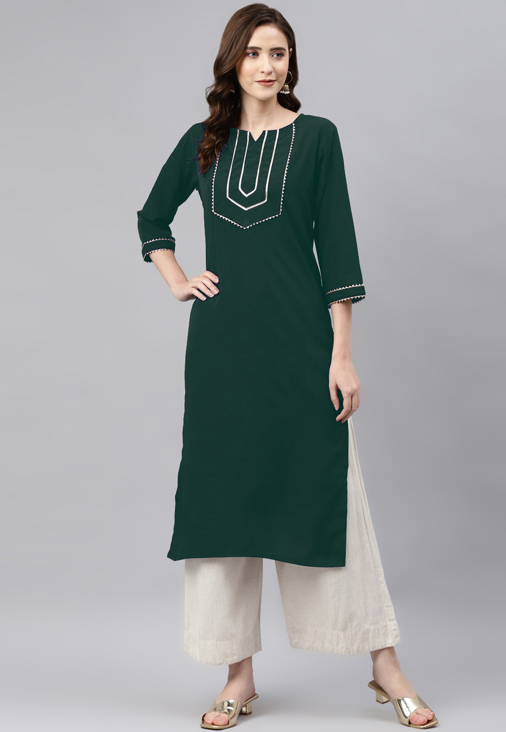 Green Rayon Kurti 266485