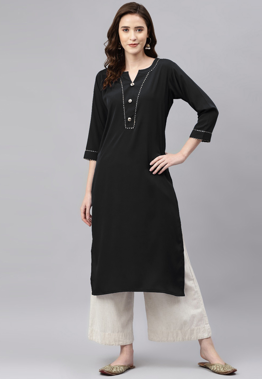 Black Rayon Kurti 266487