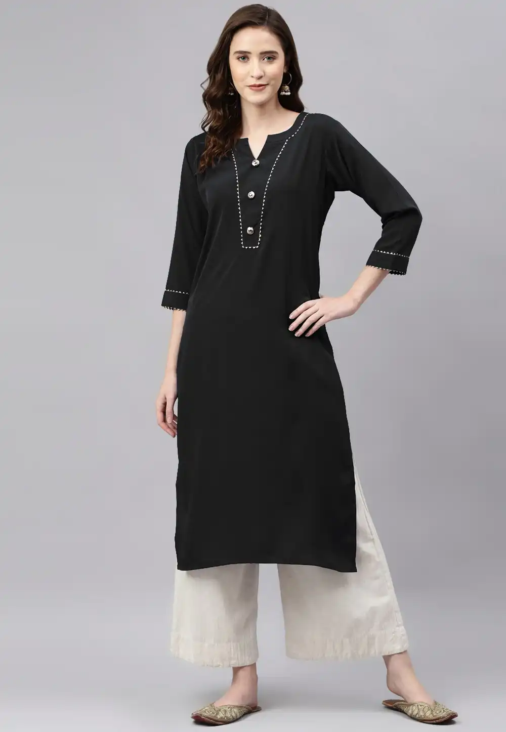 Black Rayon Kurti 266487