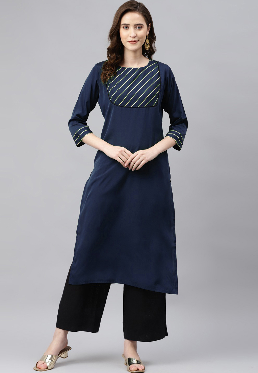 Navy Blue Rayon Kurti 266493
