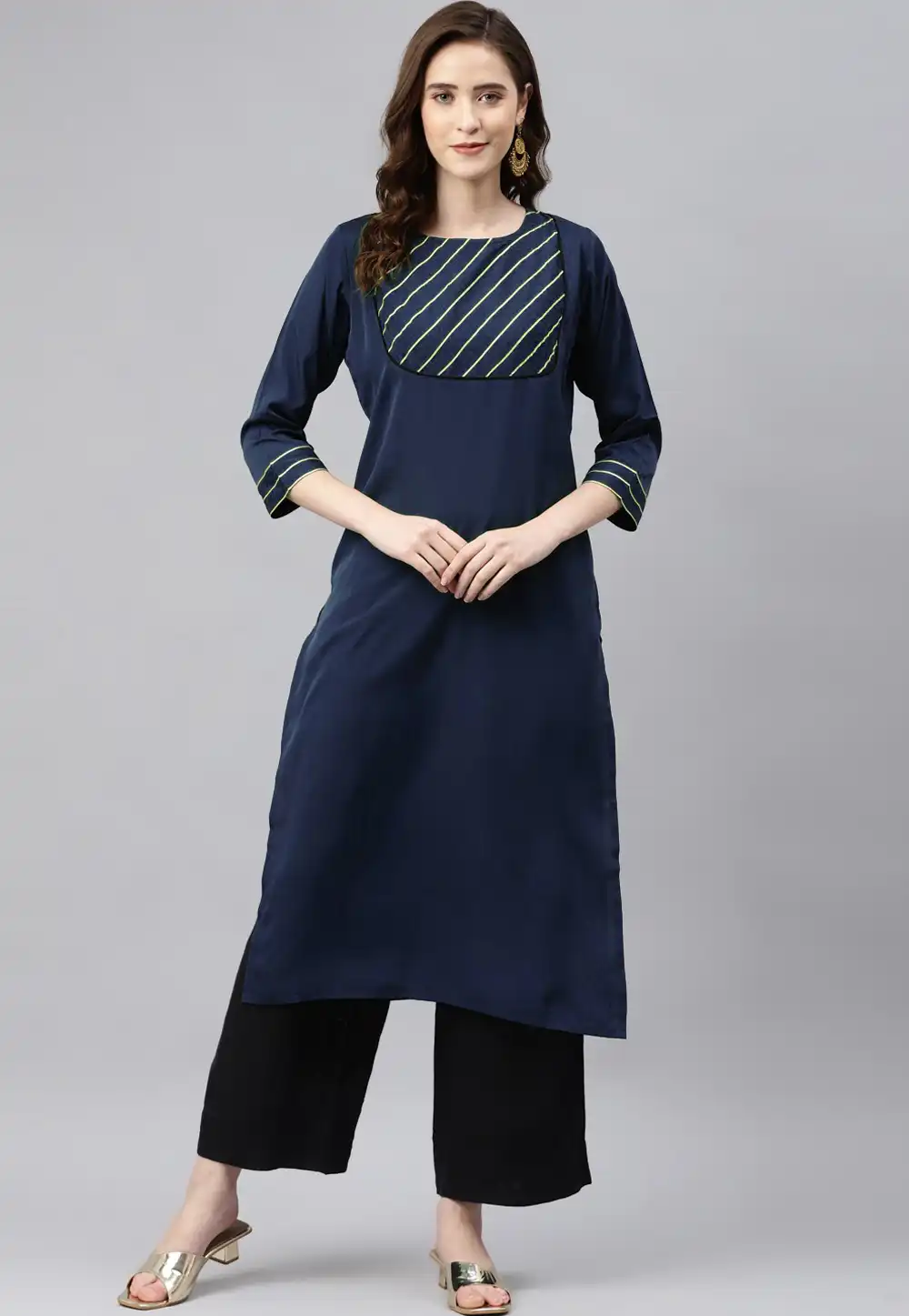 Navy Blue Rayon Kurti 266493