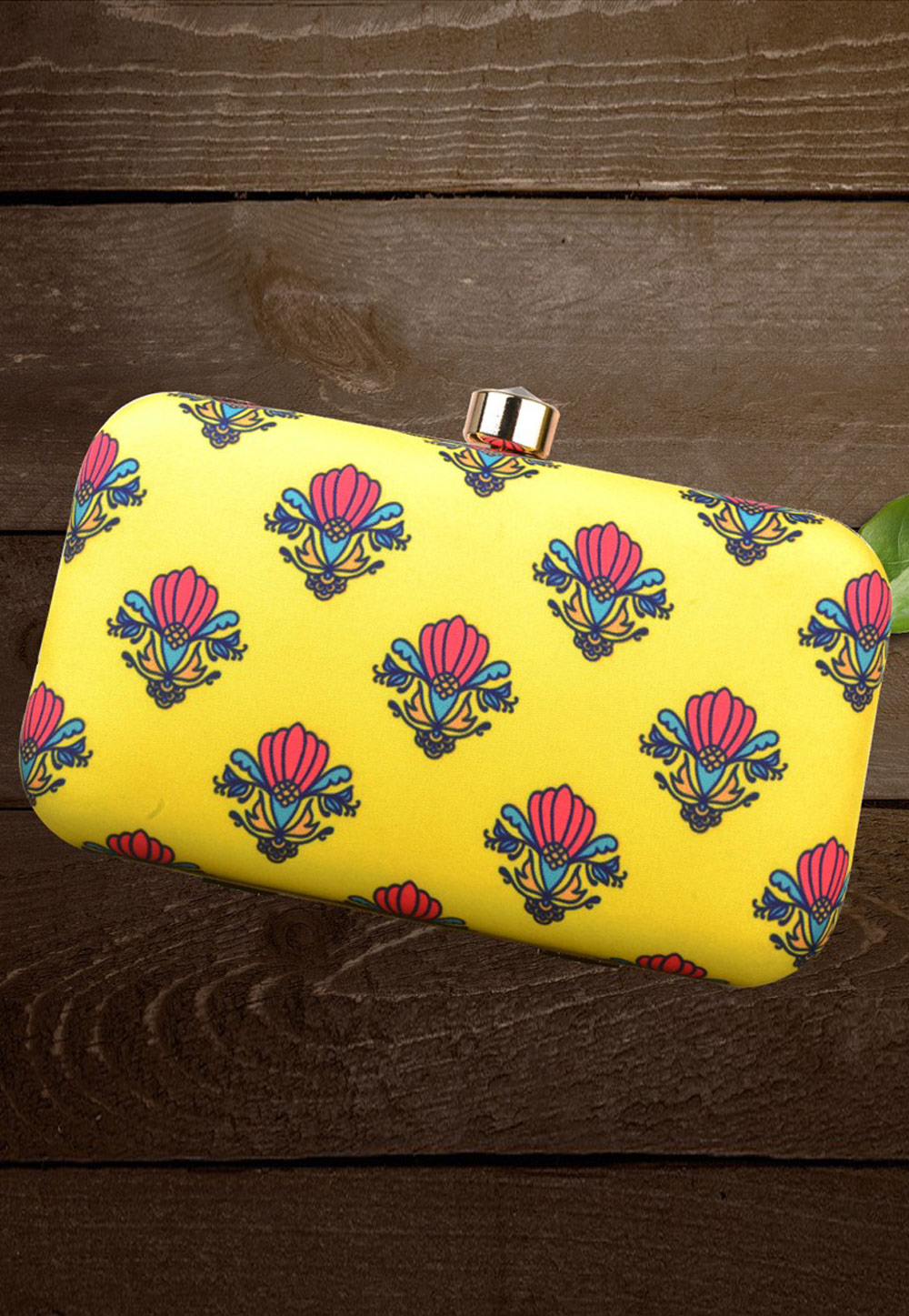 Yellow Art Silk Printed Clutch 188000