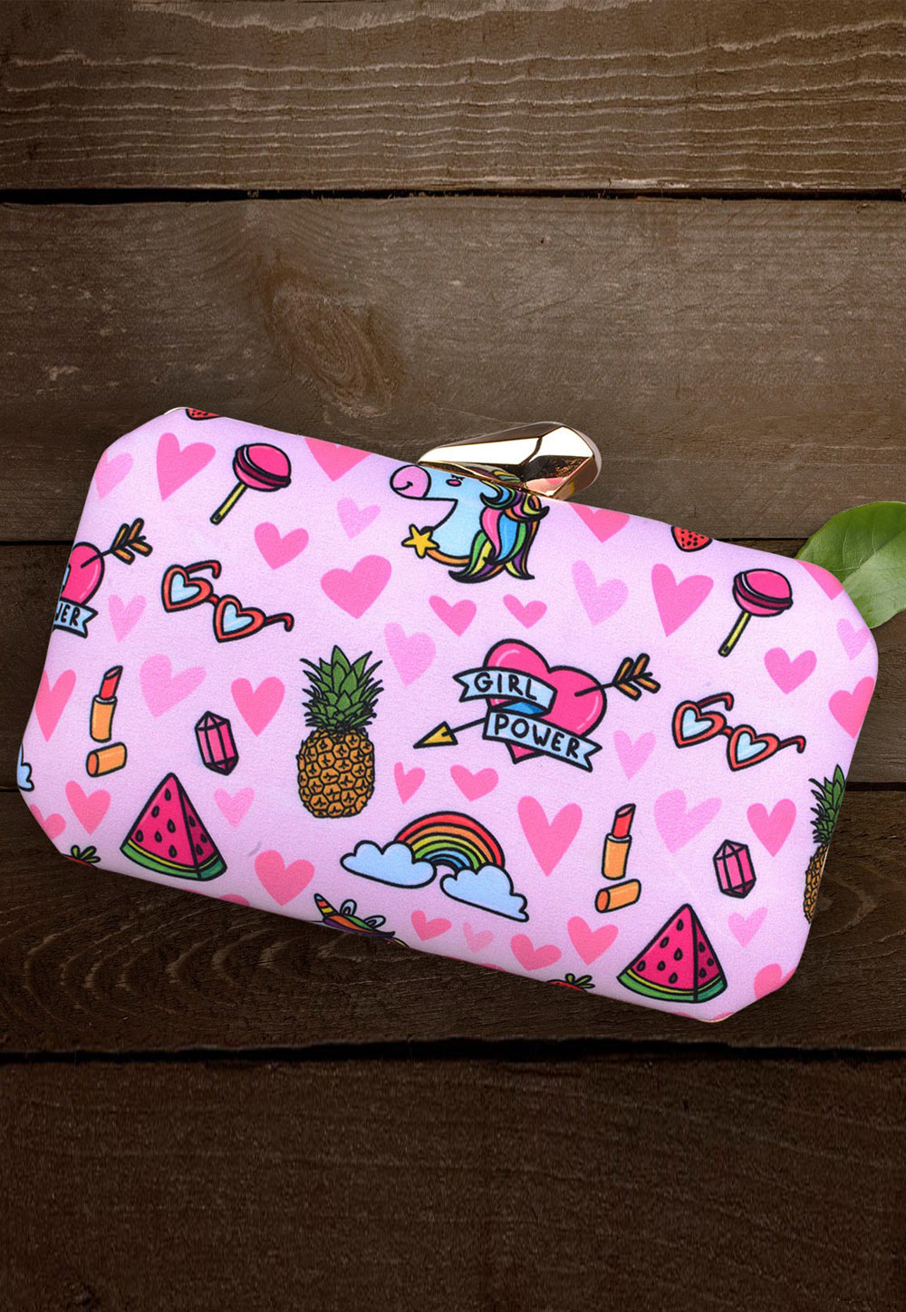 Pink Art Silk Printed Clutch 188017