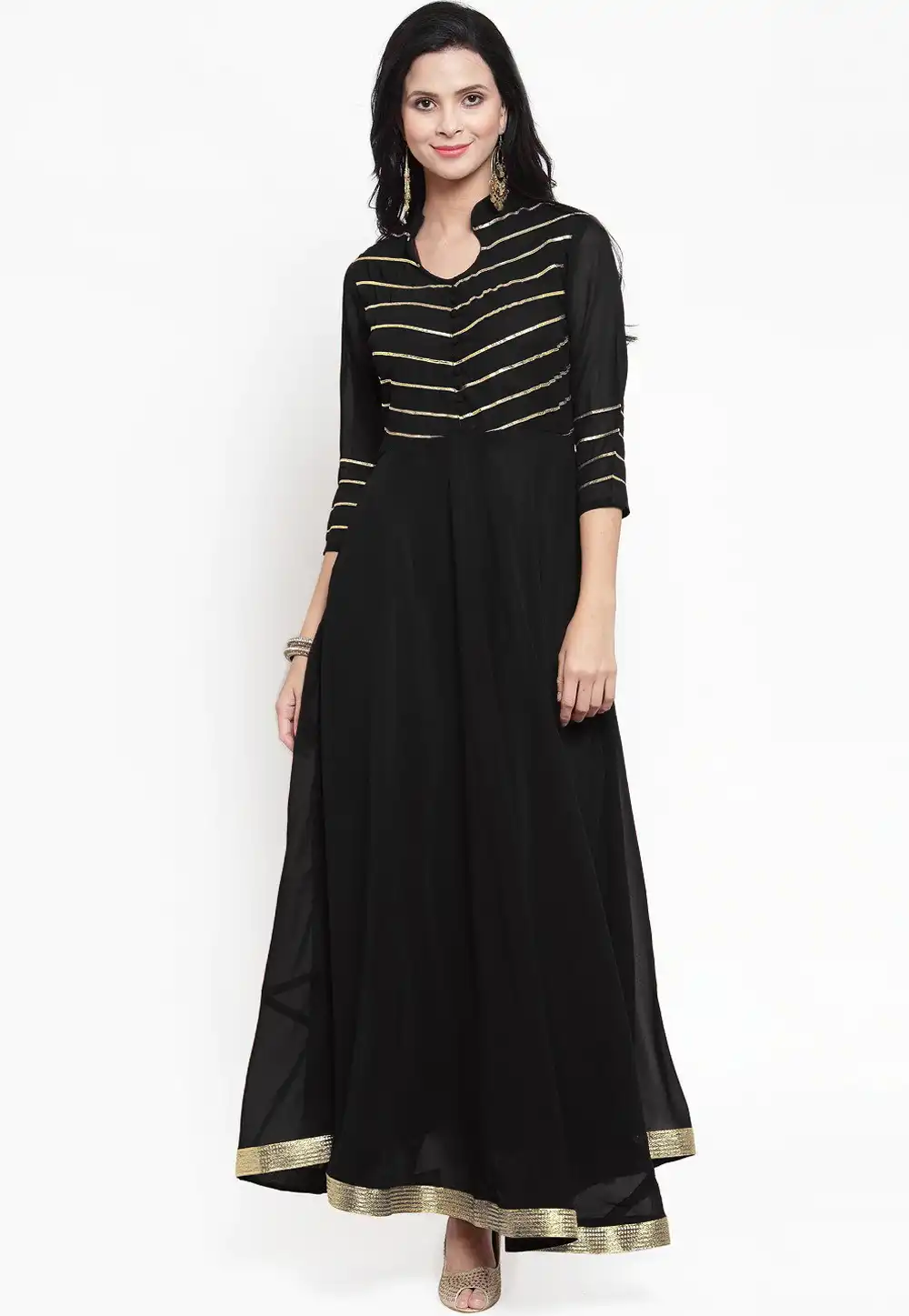 Black Georgette Readymae Long Anarkali Suit 266909