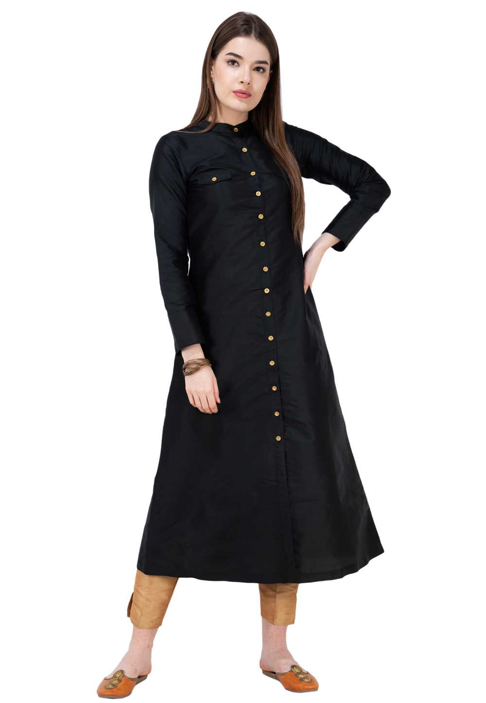 Black Rayon Kurta Set With Pant 266913
