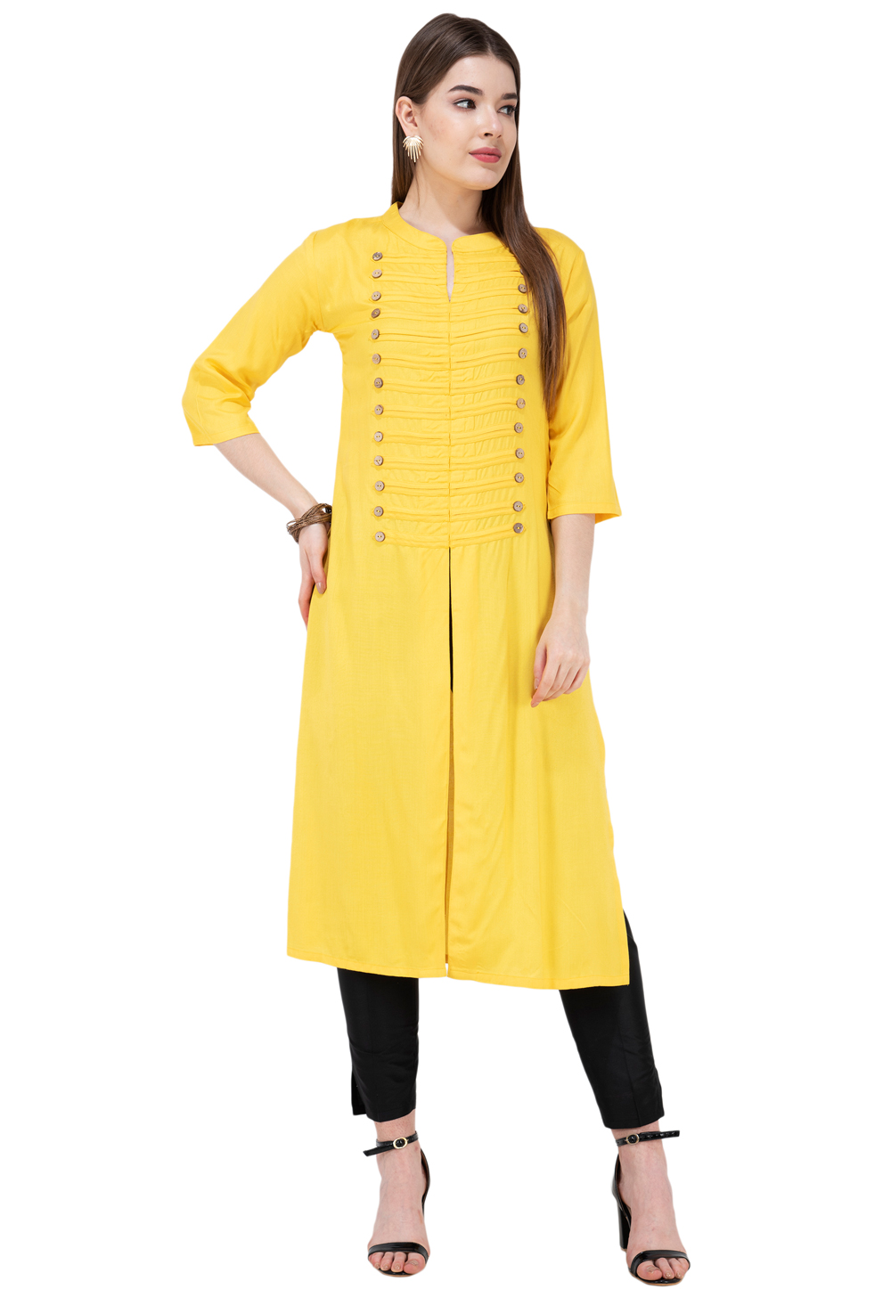 Yellow Rayon Kurta Set With Pant 266915