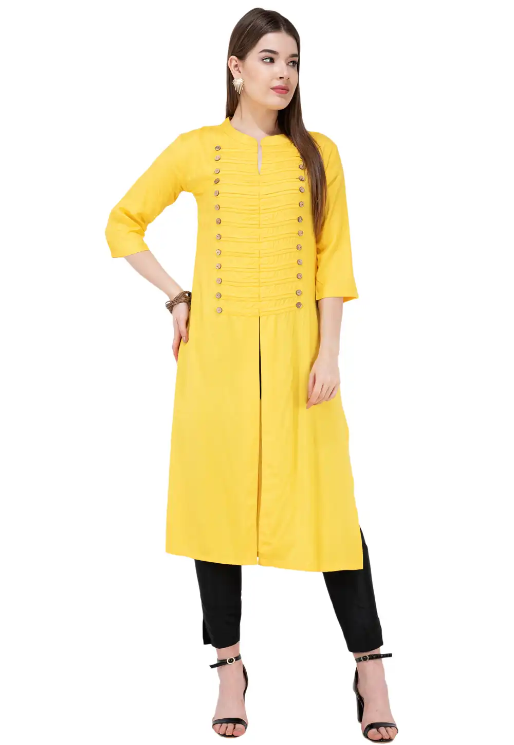Yellow Rayon Kurta Set With Pant 266915