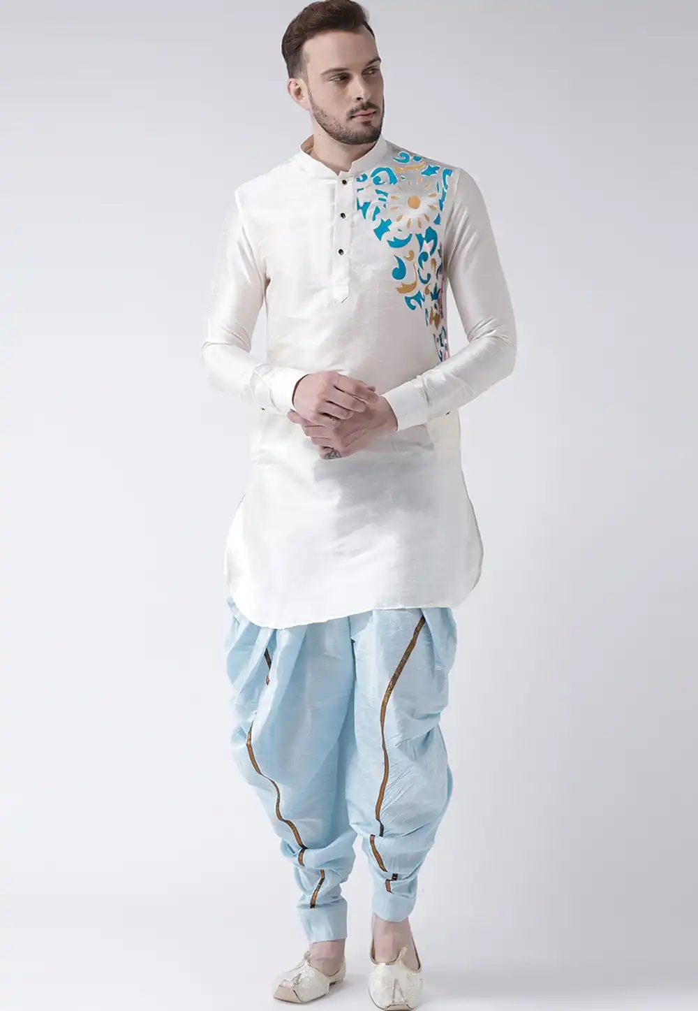 White Dupion Silk Dhoti Kurta 270157