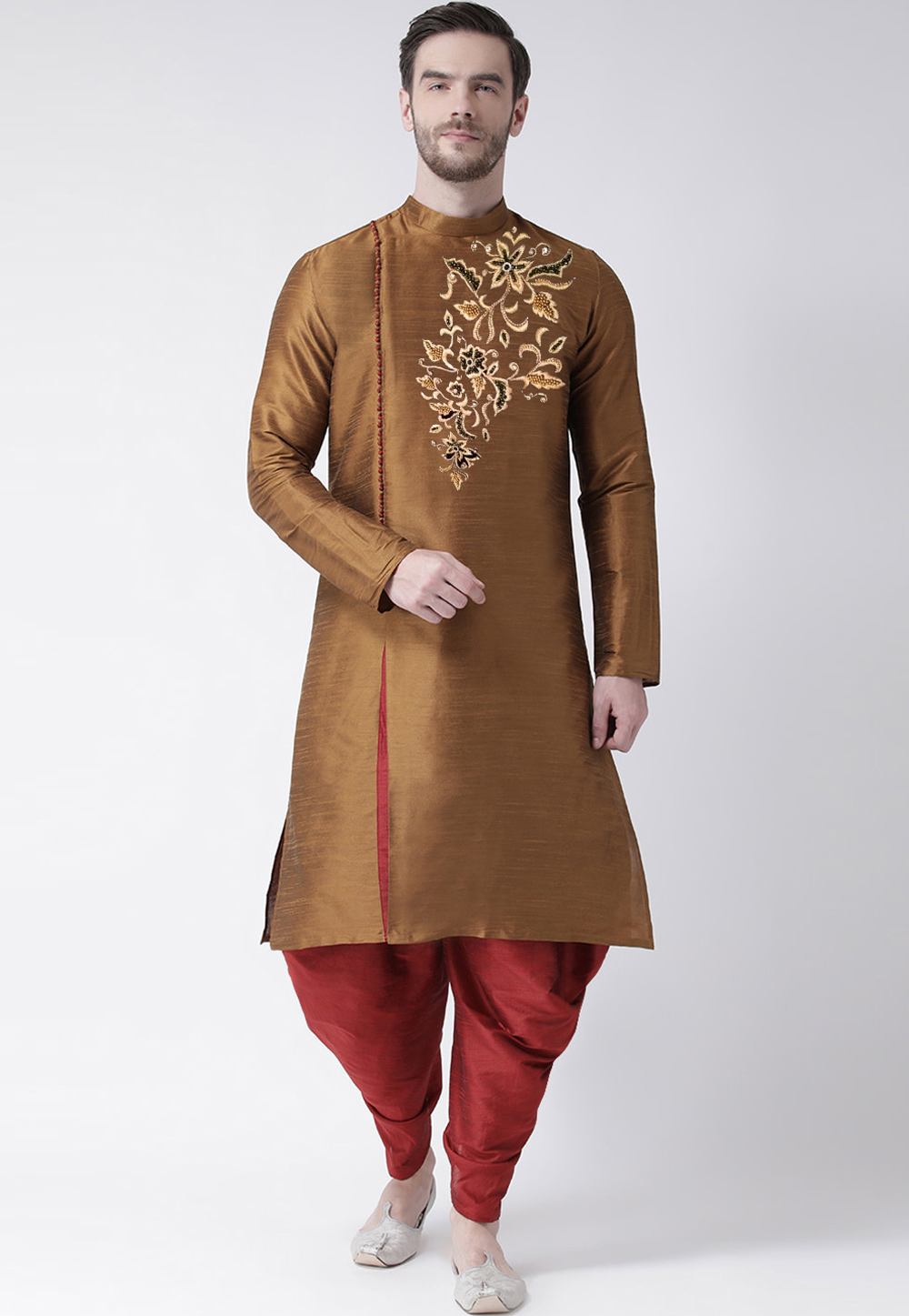 Brown Dupion Silk Dhoti Kurta 270158
