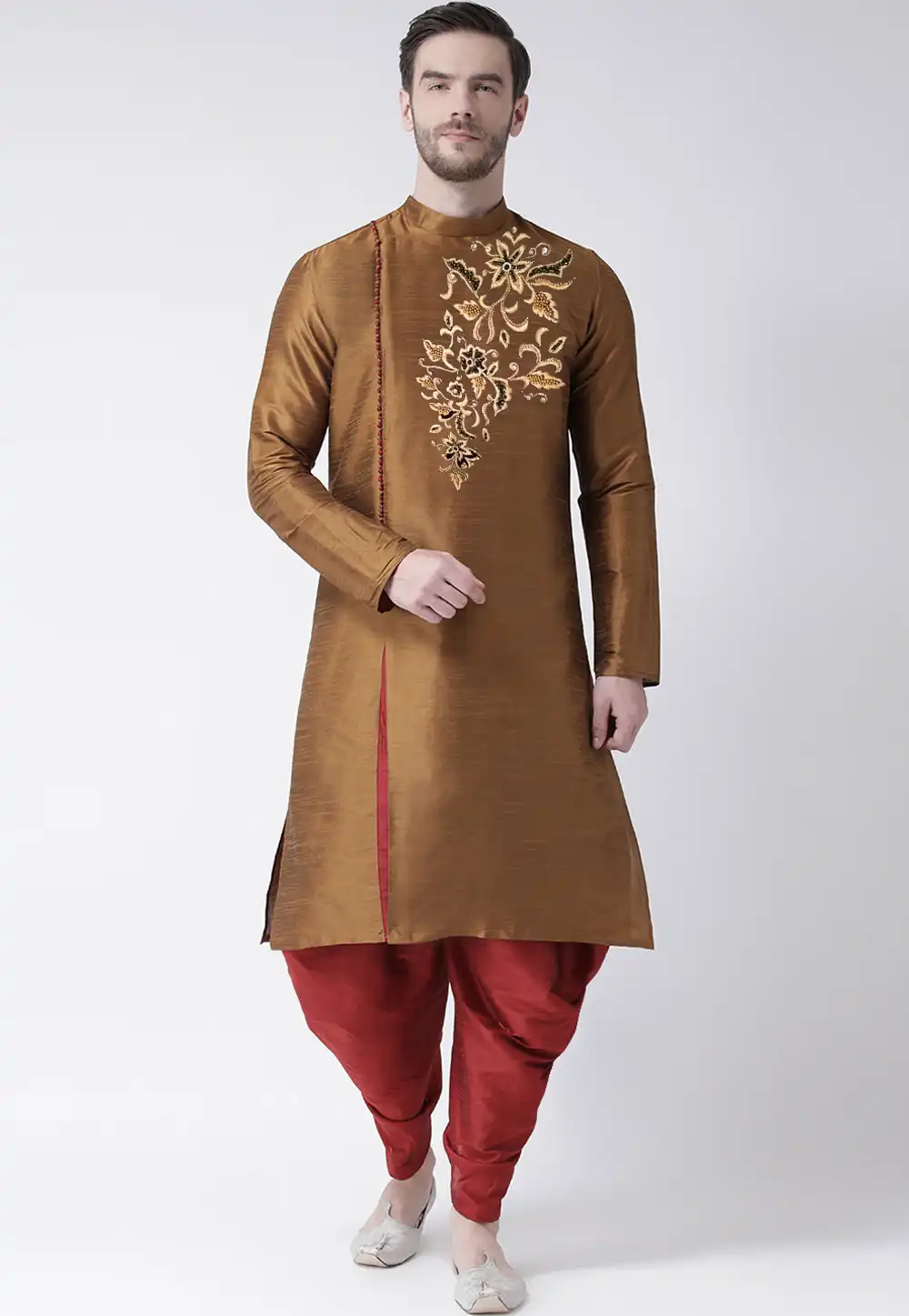 Brown Dupion Silk Dhoti Kurta 270158