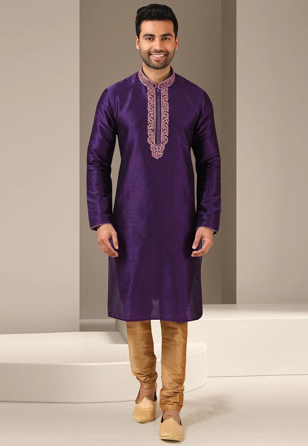 Violet Dupion Silk Kurta Pajama 270165