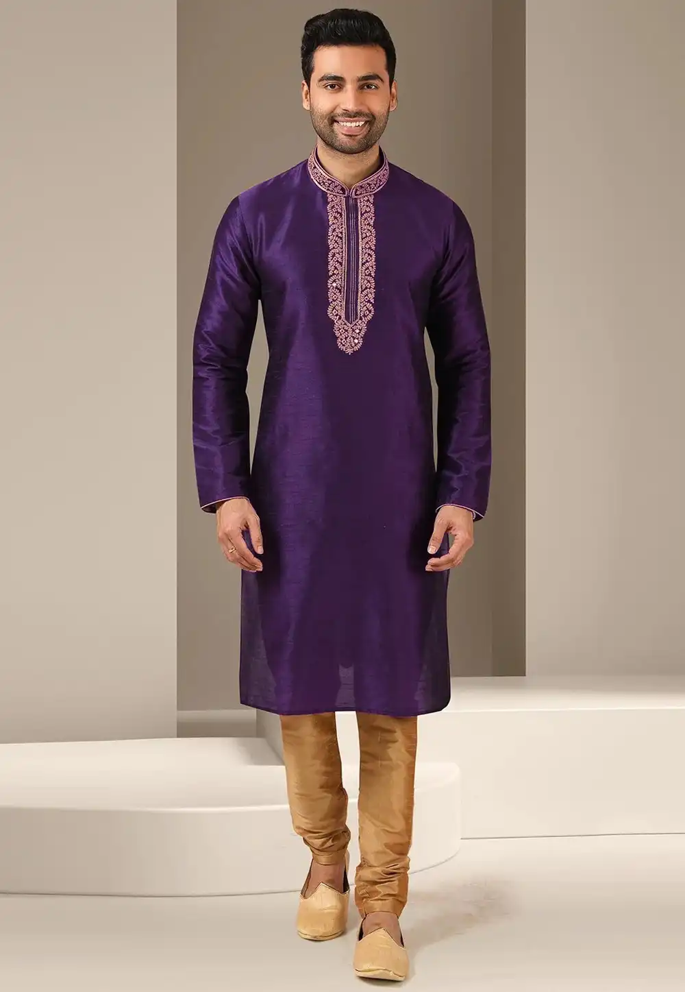 Violet Dupion Silk Kurta Pajama 270165
