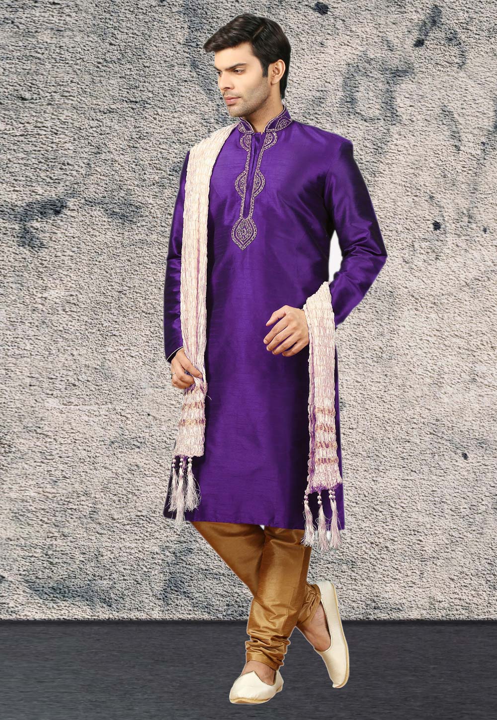 Violet Dupion Silk Kurta Pajama 270175