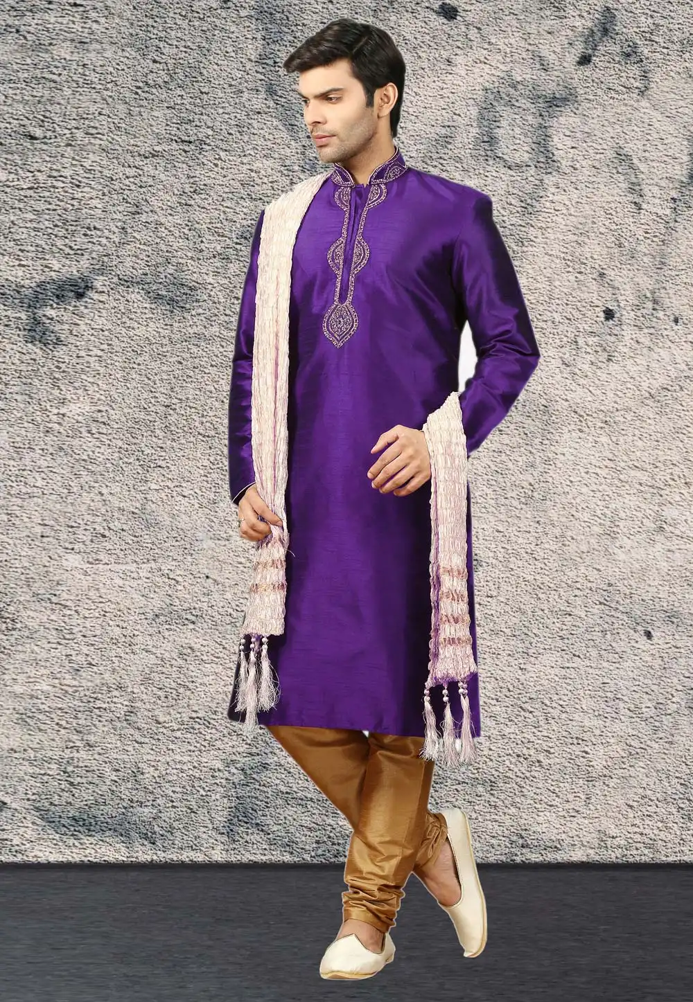 Violet Dupion Silk Kurta Pajama 270175