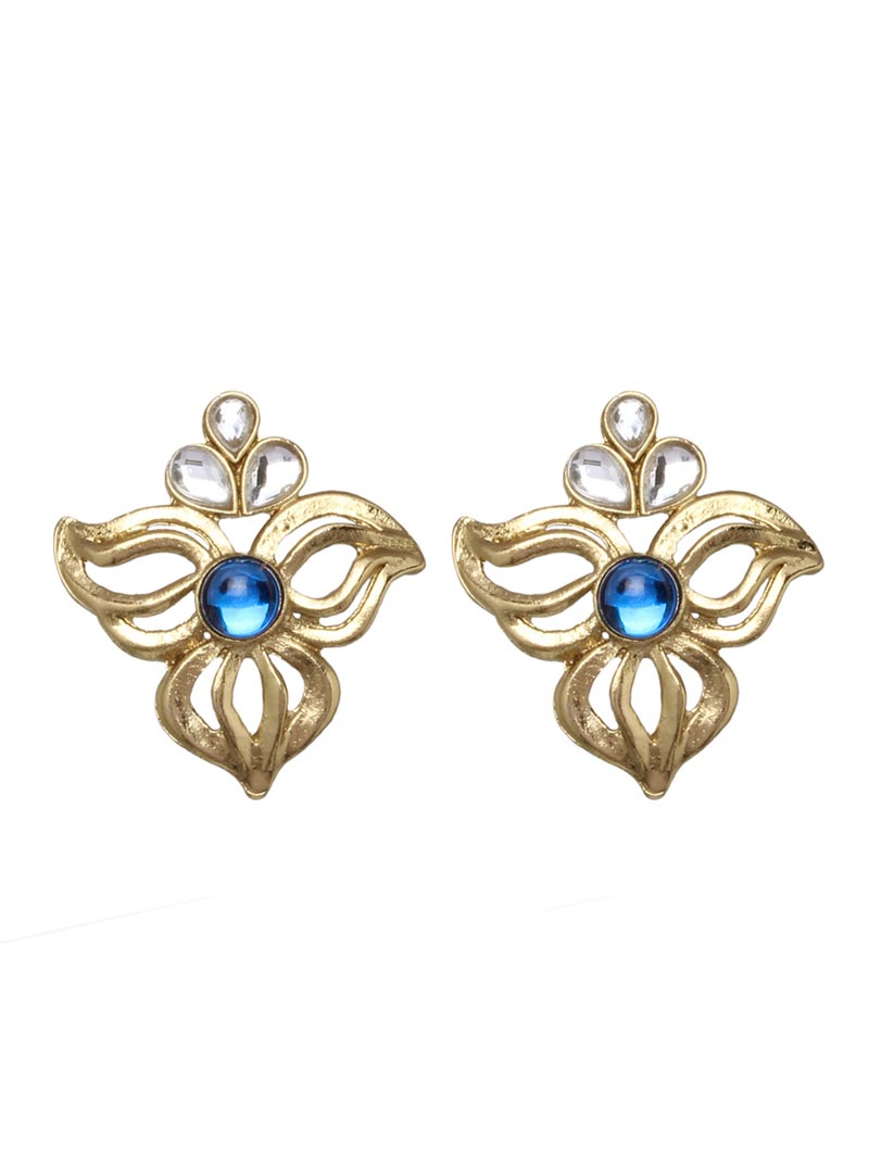 Blue Zinc Kundans Earrings 43966