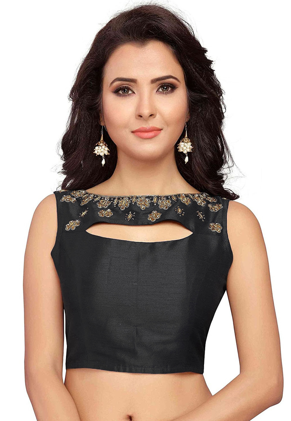 Black Dupion Silk Readymade Blouse 276061