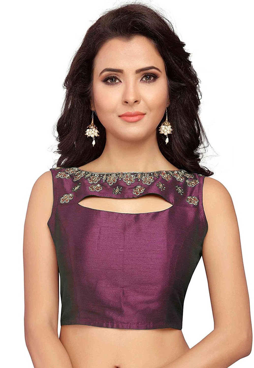 Purple Dupion Silk Readymade Blouse 276064