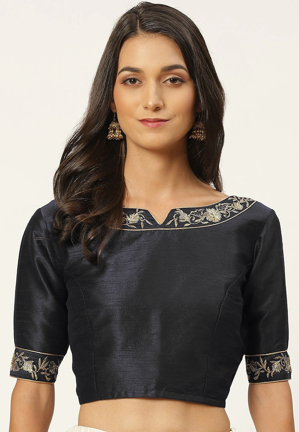 Black Dupion Silk Readymade Blouse 276065
