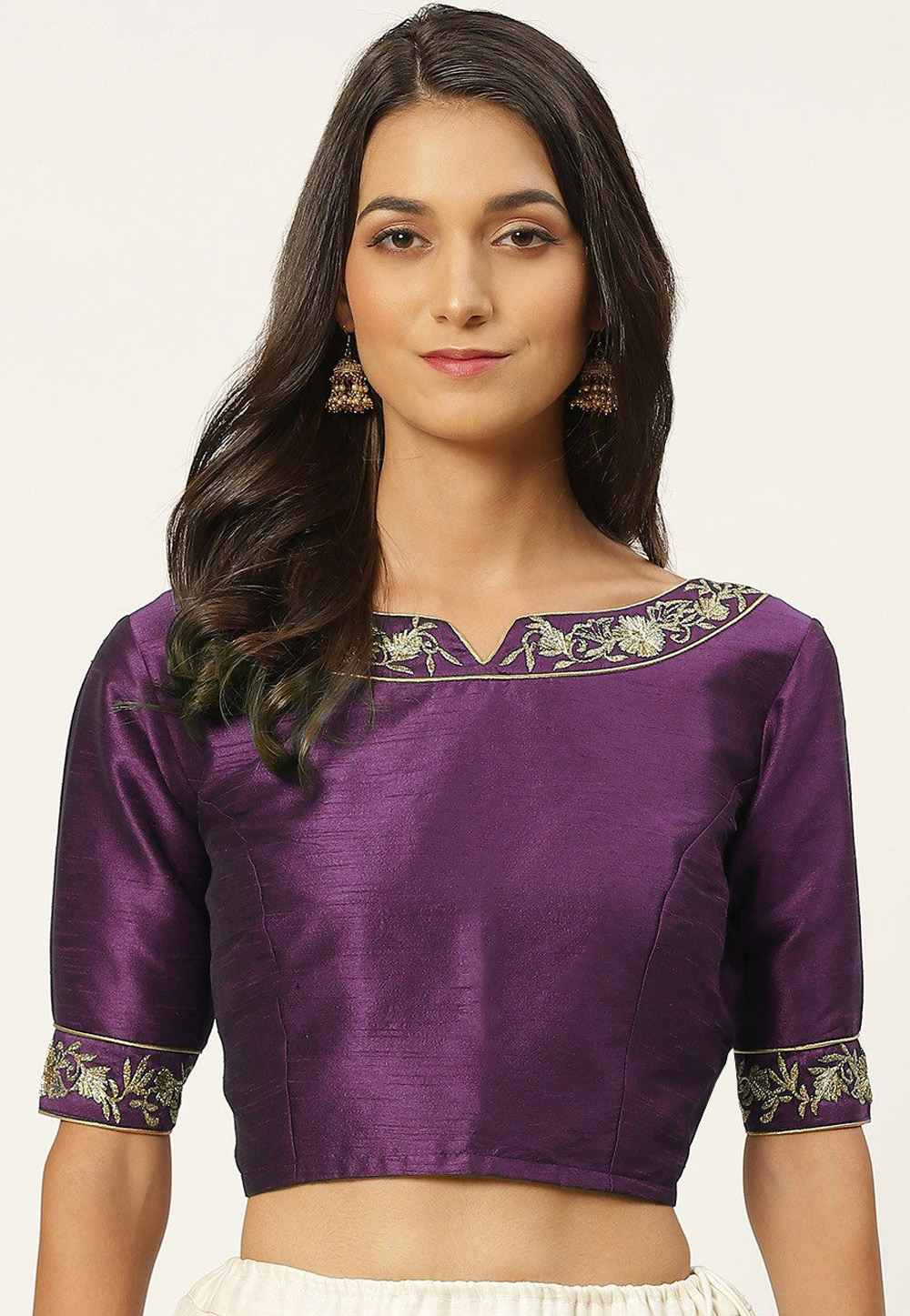 Purple Dupion Silk Readymade Blouse 276066