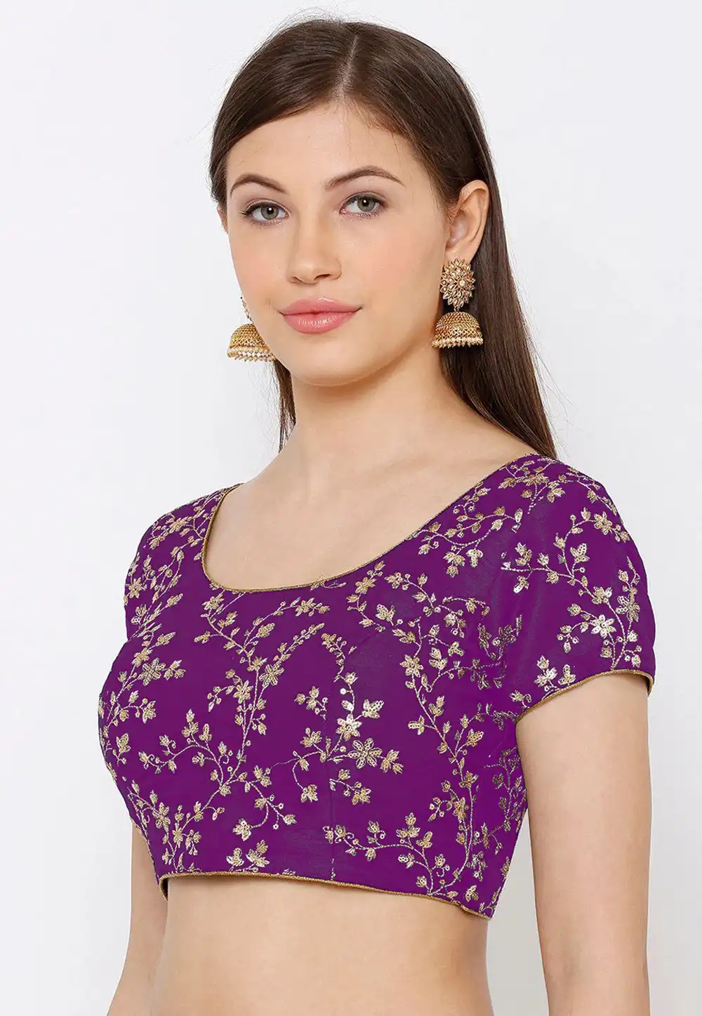 Purple Dupion Silk Readymade Blouse 276070