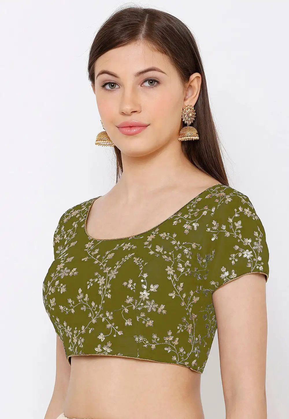 Mehndi Dupion Silk Readymade Blouse 276071