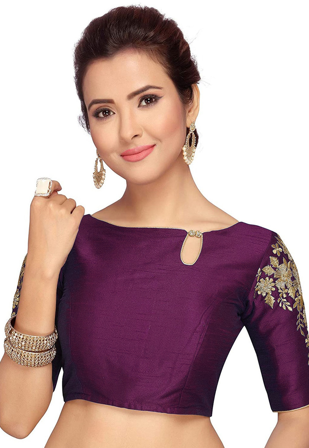 Purple Dupion Silk Readymade Blouse 276076