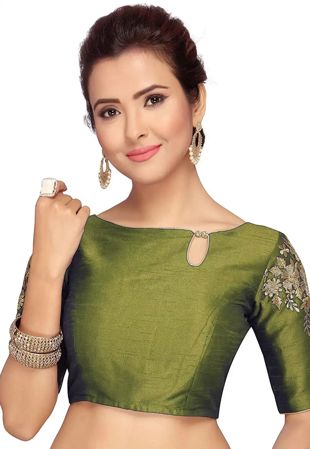 Mehndi Dupion Silk Readymade Blouse 276077
