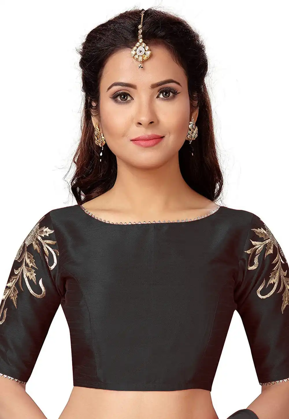 Black Dupion Silk Readymade Blouse 276081