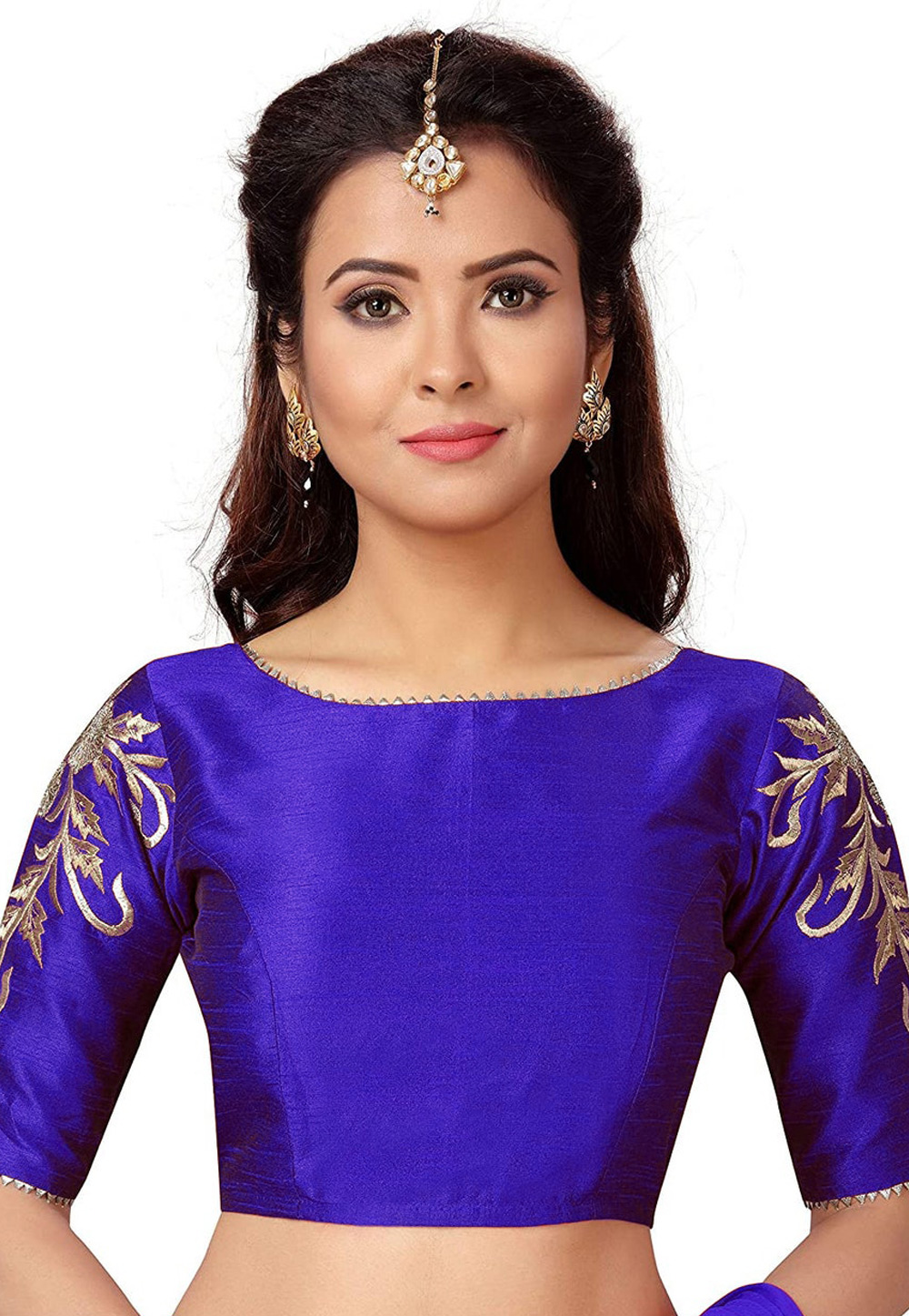 Blue Dupion Silk Readymade Blouse 276082