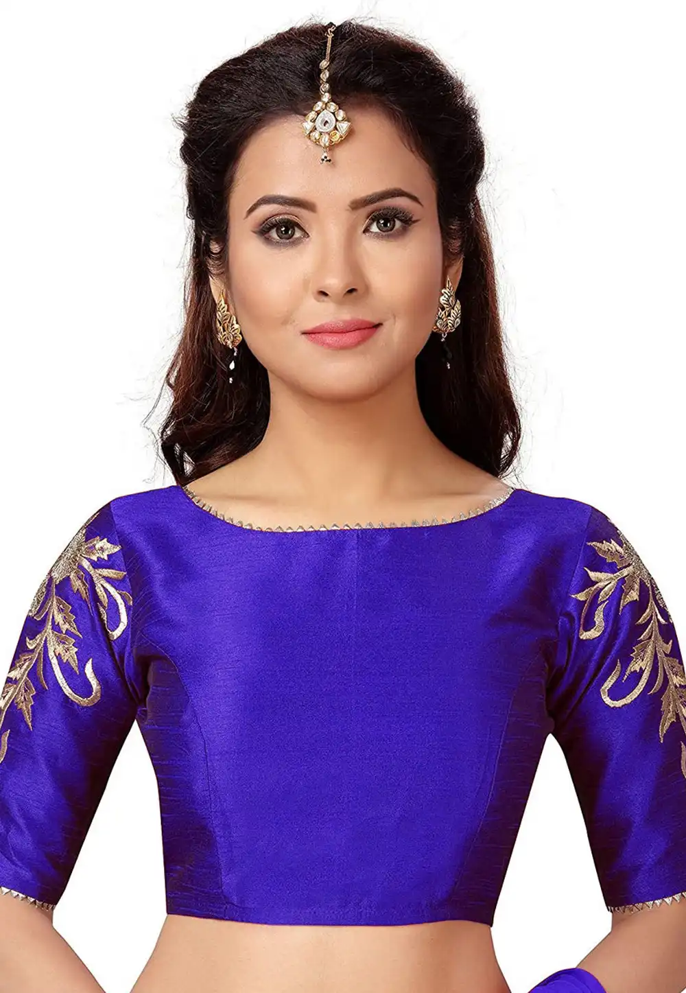 Blue Dupion Silk Readymade Blouse 276082