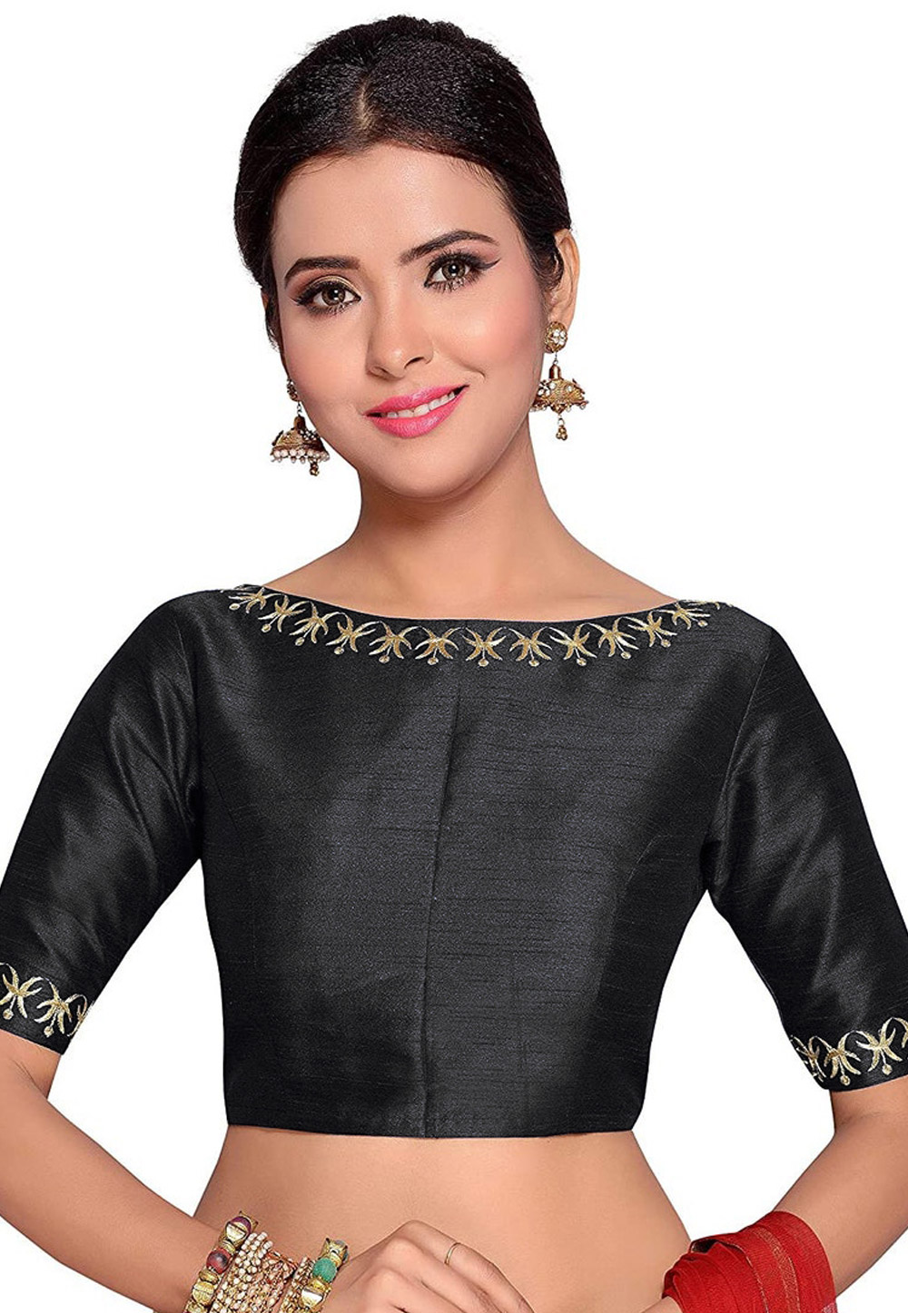 Black Dupion Silk Readymade Blouse 276084