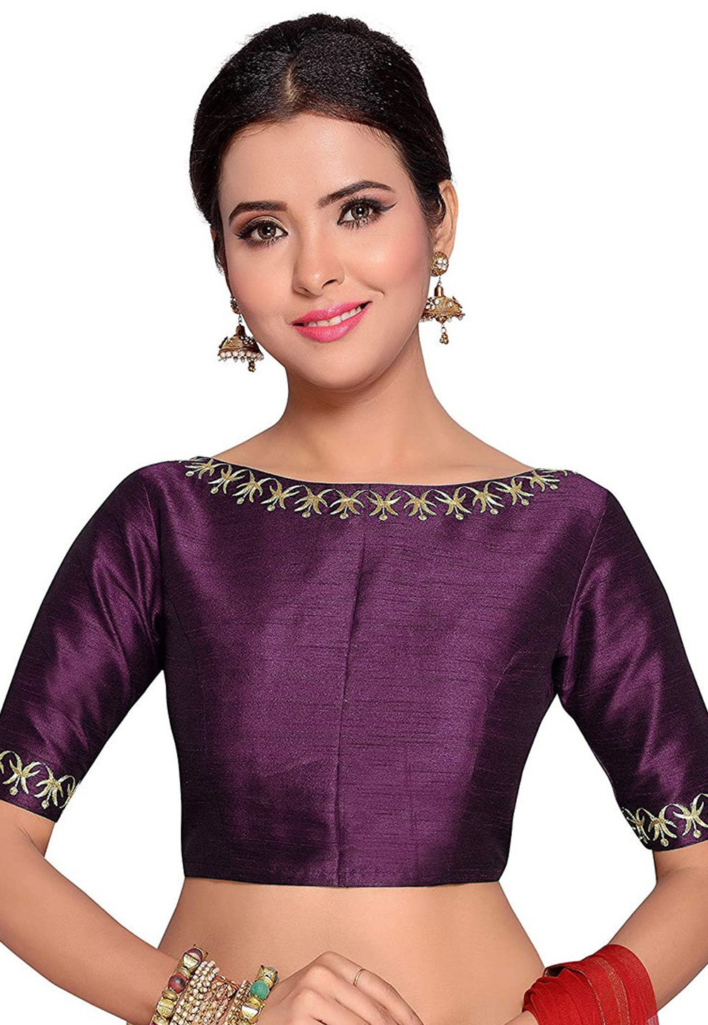 Purple Dupion Silk Readymade Blouse 276087