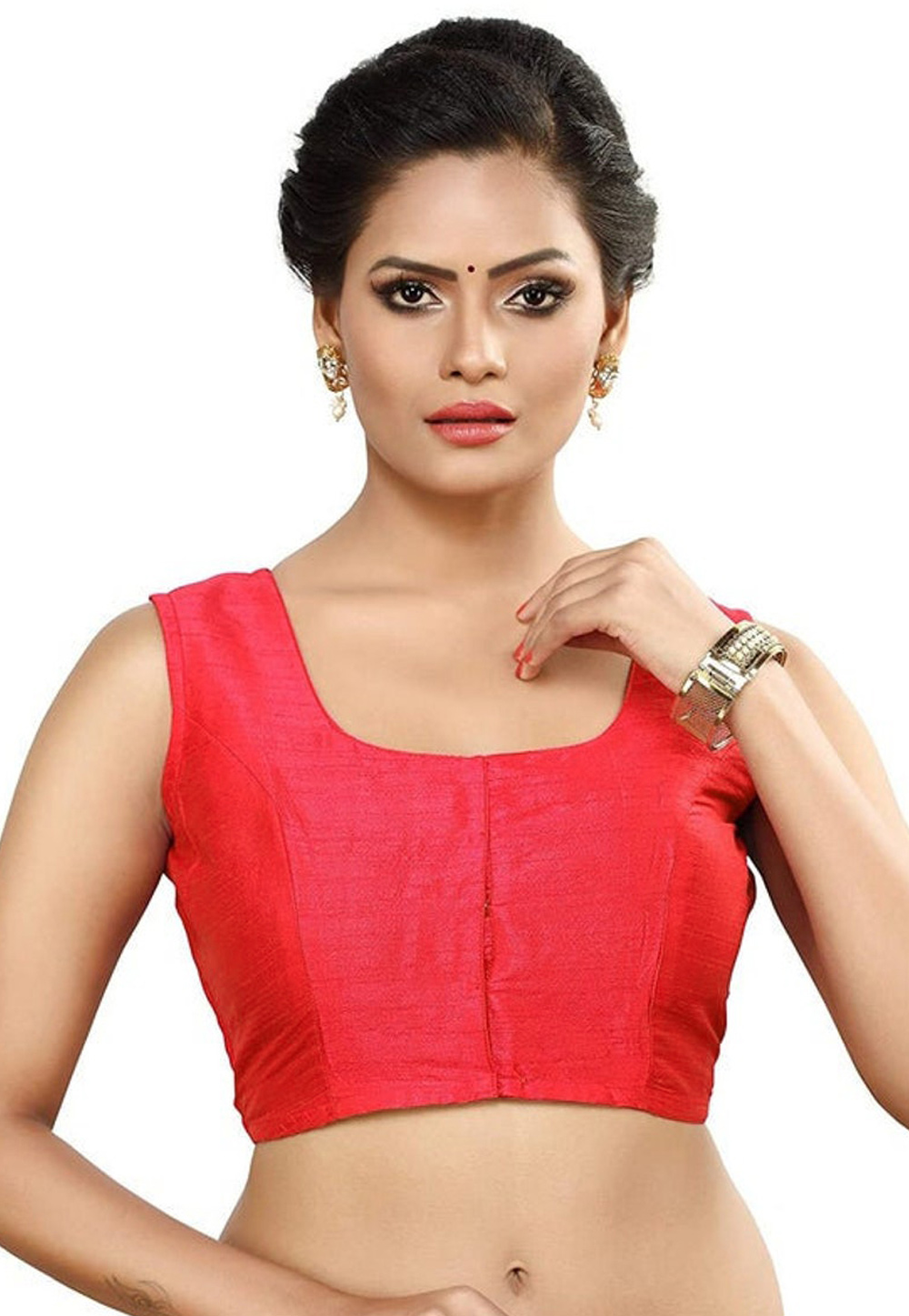 Red Dupion Silk Readymade Blouse 276093