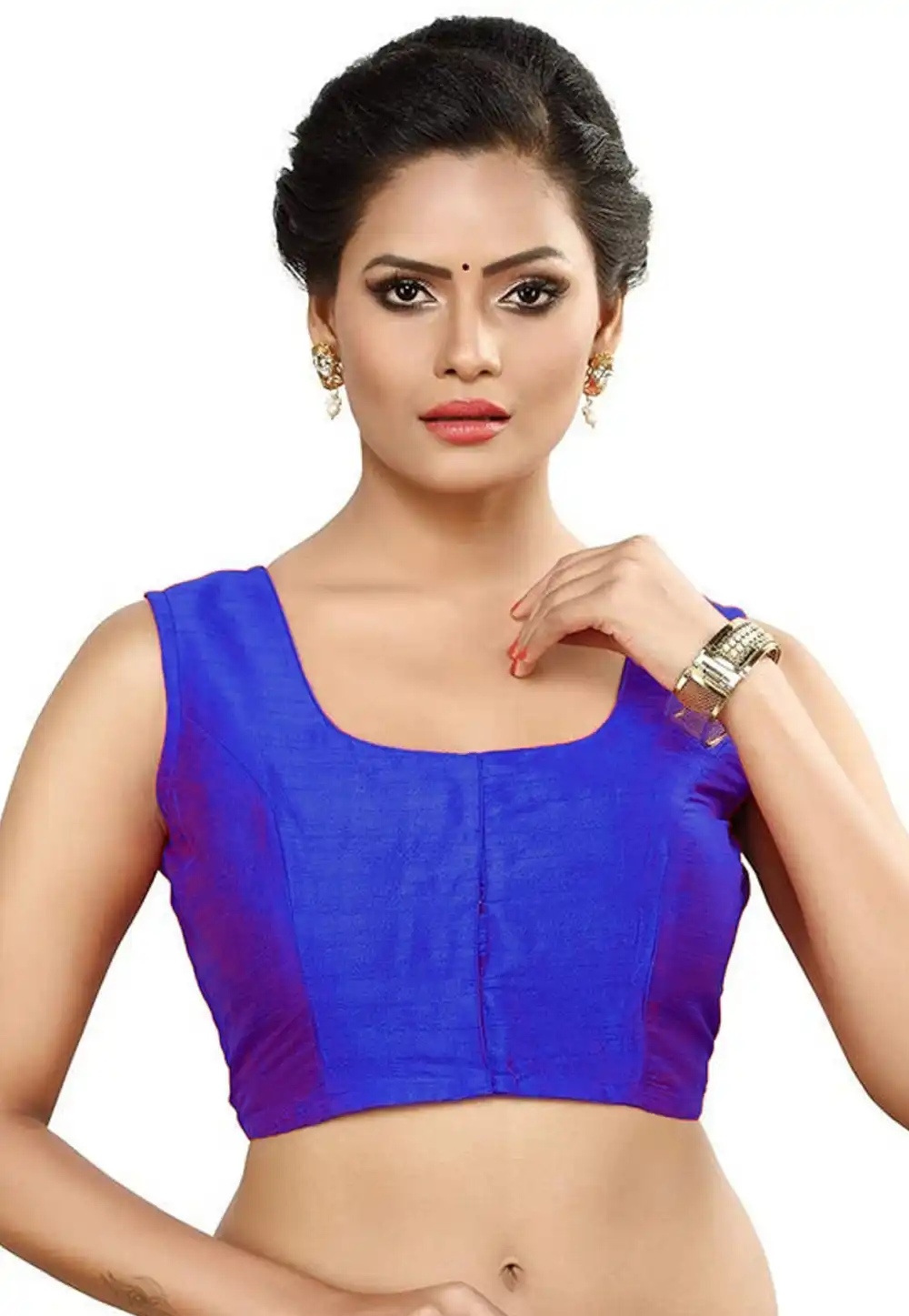 Blue Dupion Silk Readymade Blouse 276094