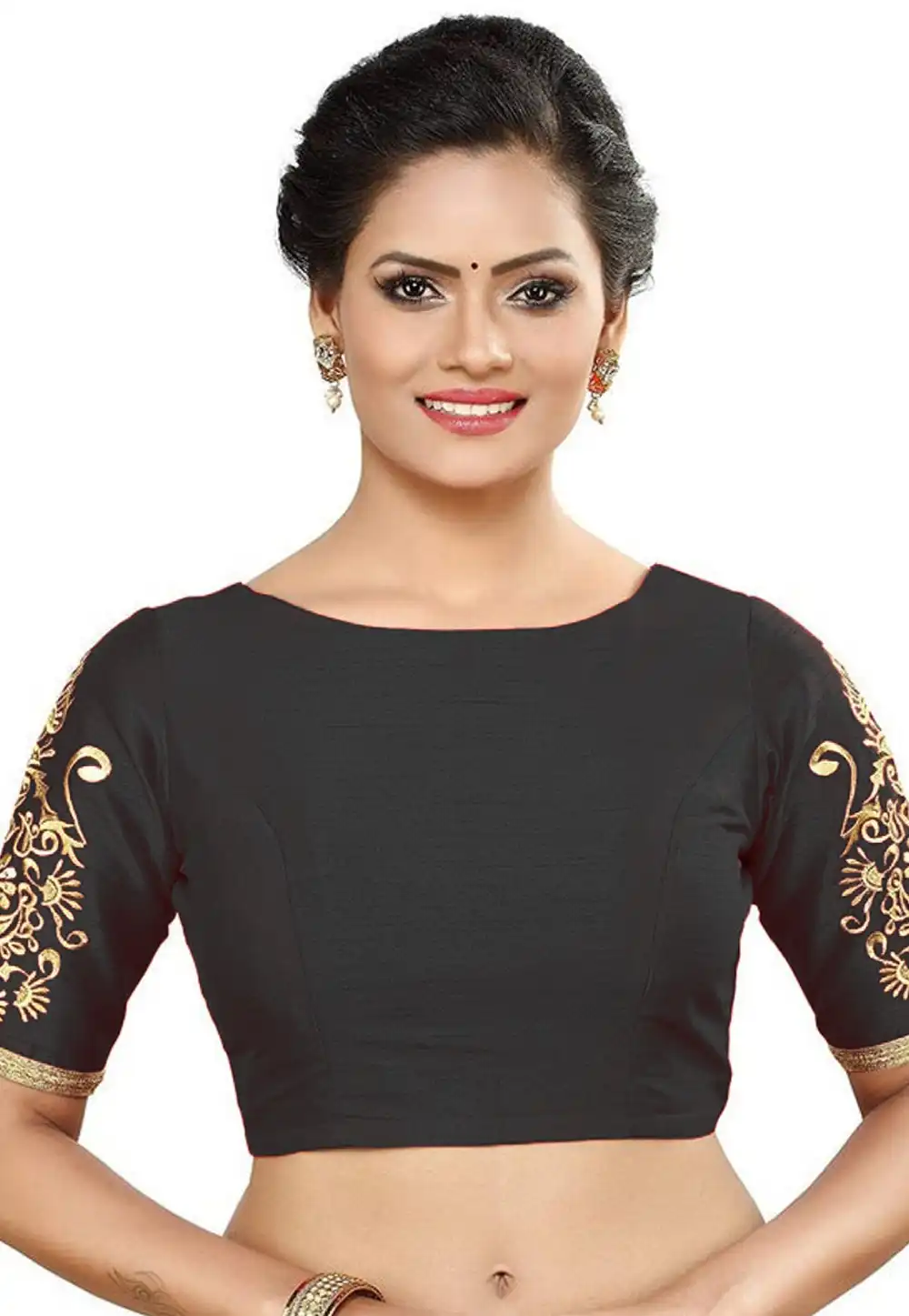 Black Dupion Silk Readymade Blouse 276095